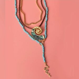 Coastal Cowgirl Lariat Toggle Snake Necklace In Turquoise And Gold NWT
